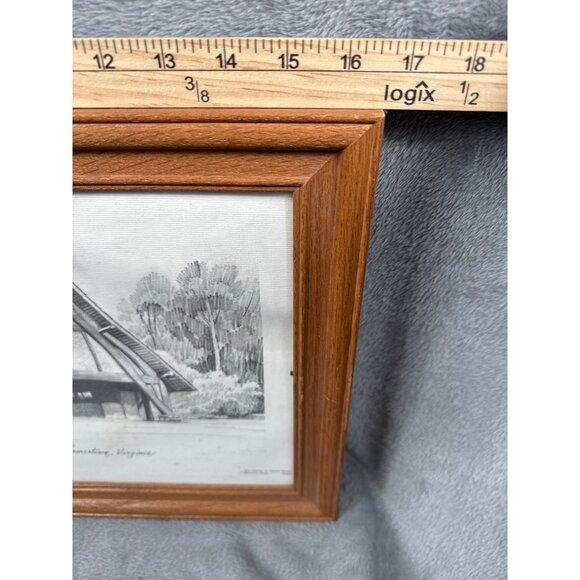 Framed Charles H. Overly Studio Print Of Jamestown Glasshouse Virginia In Wooden - Picture 6 of 7